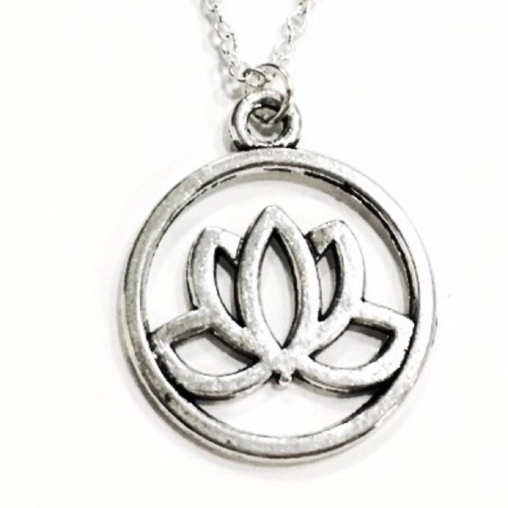 Silver Lotus Necklace 18” Sterling Chain